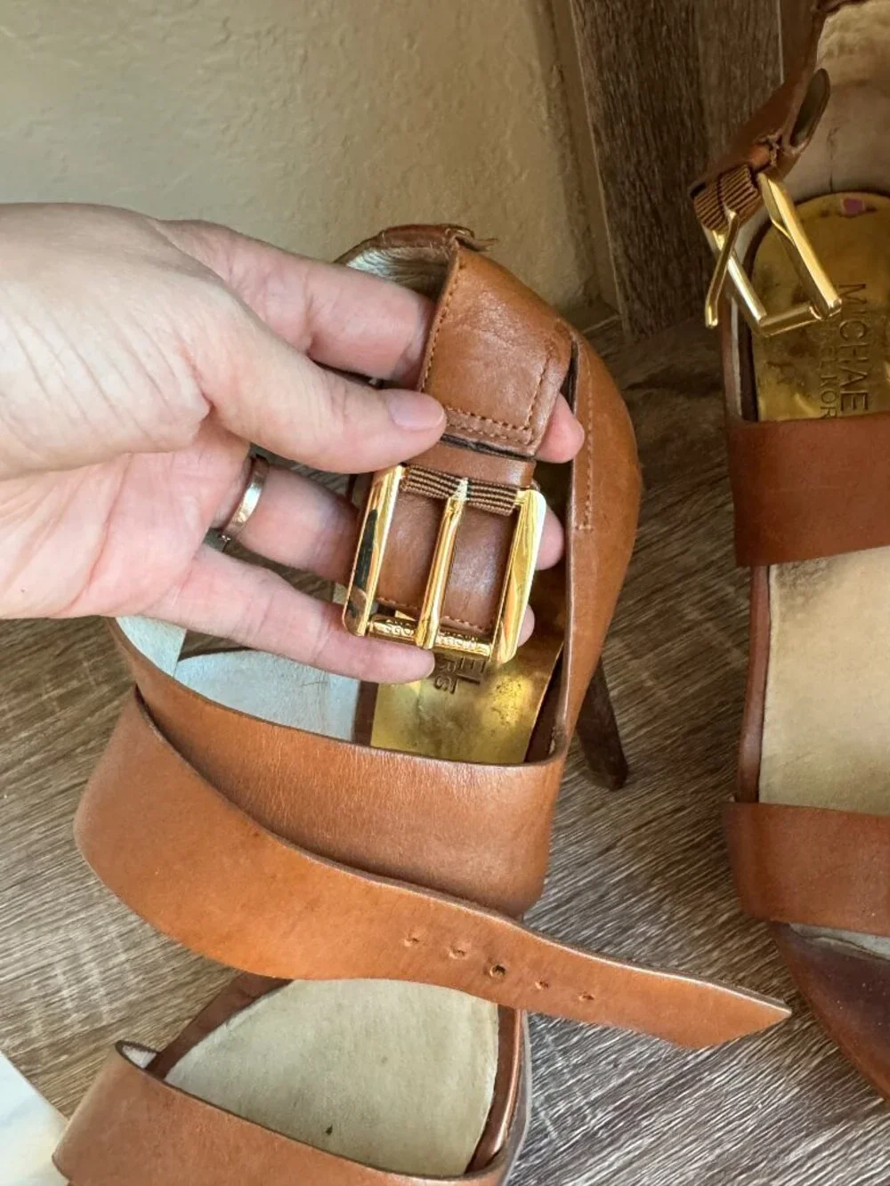 Michael Kors Brown Leather Strappy Stiletto Sandals Heels Size 8.5
